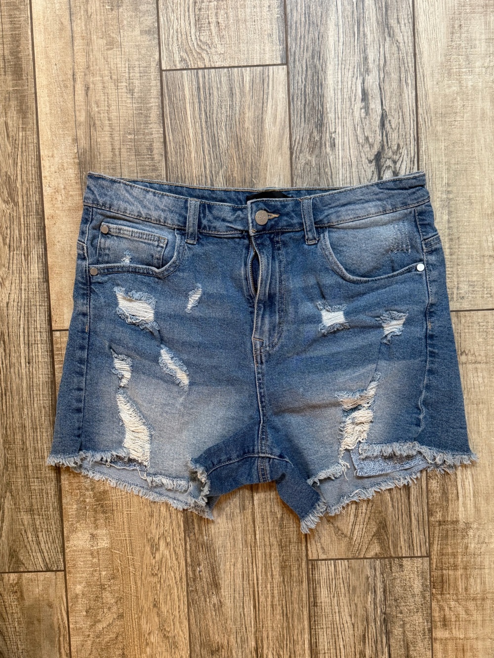 Kendall & Kylie Distressed Blue Denim Cutoff Shorts
